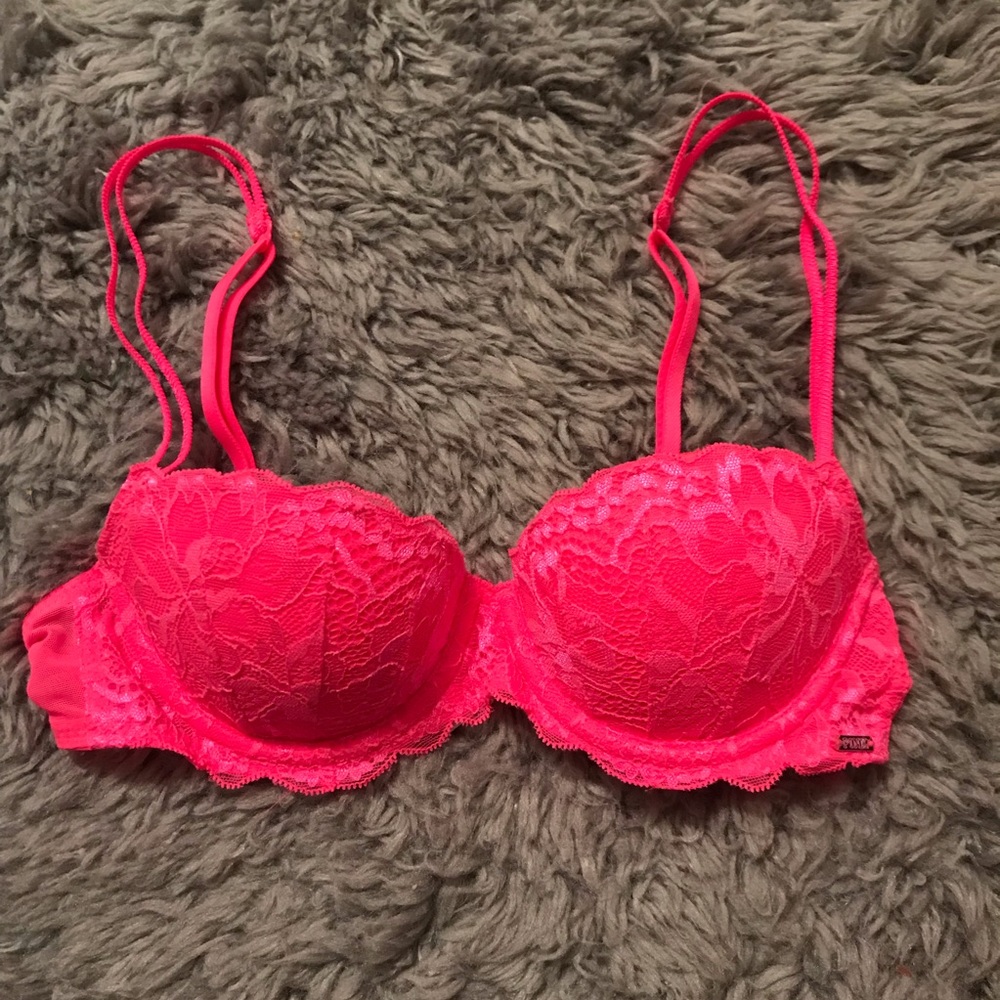 Hot Pink VS PINK Lace Bra